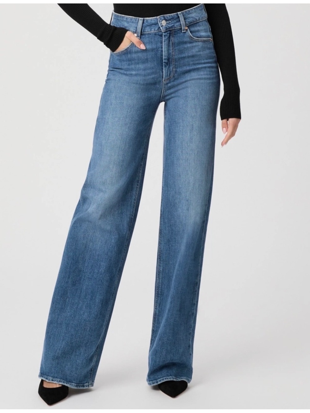 Paige Sasha Wide Leg High Waisted Jeans - 24 - Picture 2 of 9